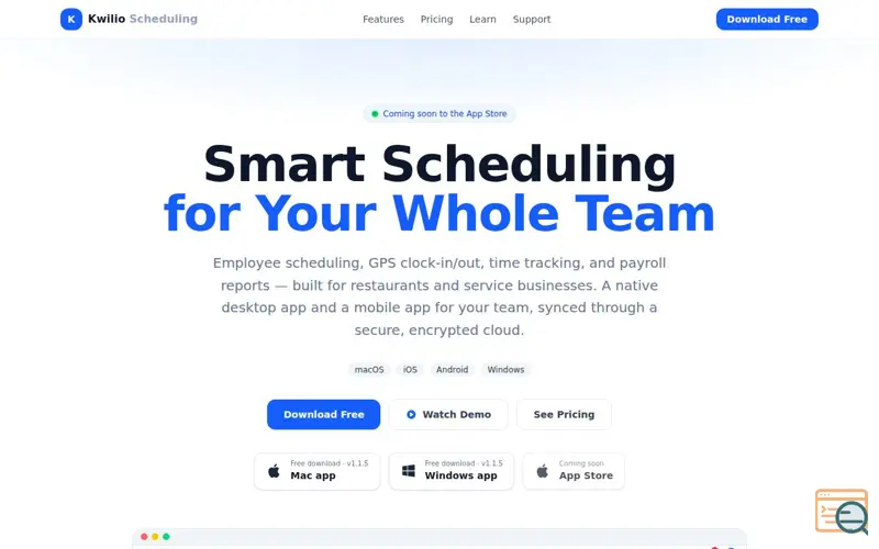 Screenshot of Kwilio Scheduling