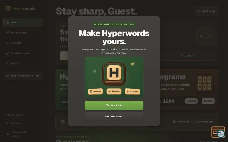 Screenshot of Competitive word games