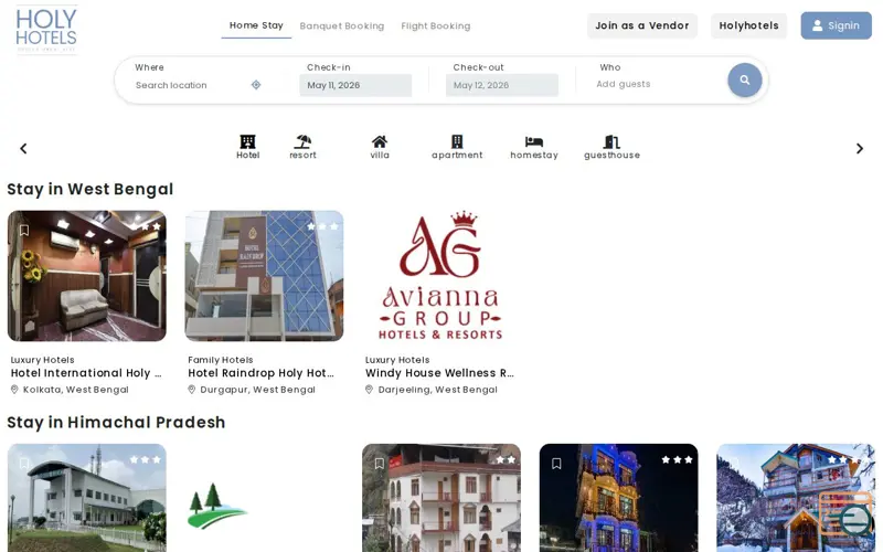 Screenshot of Hotels Near me | HOLY HOTELS
