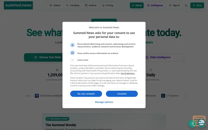 Screenshot of Summed News