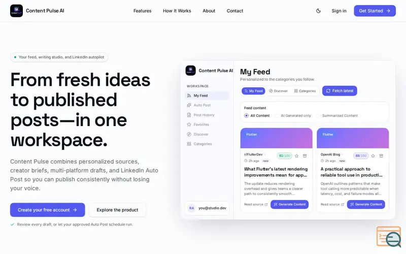 Screenshot of Content Pulse AI