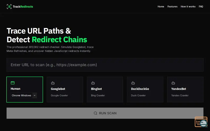 Screenshot of TrackRedirects