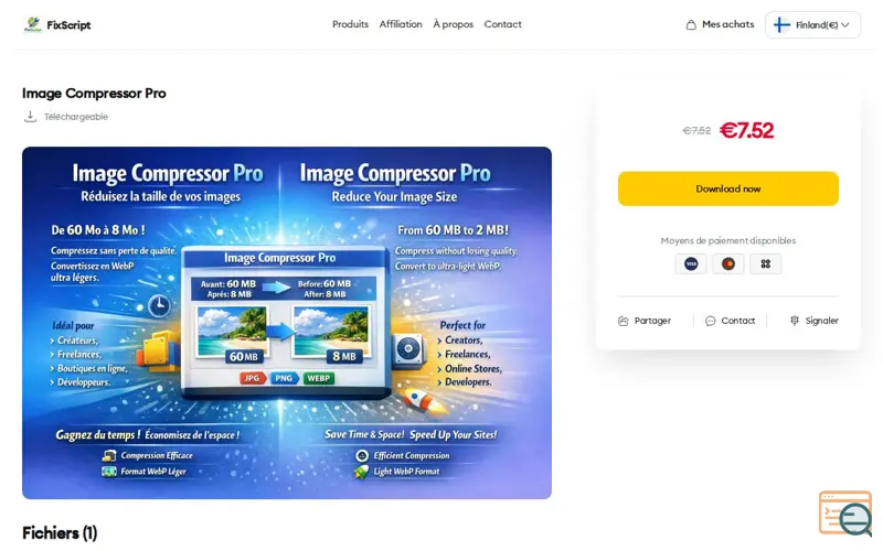 Screenshot of Image Compressor Pro, a launch using Chariow
