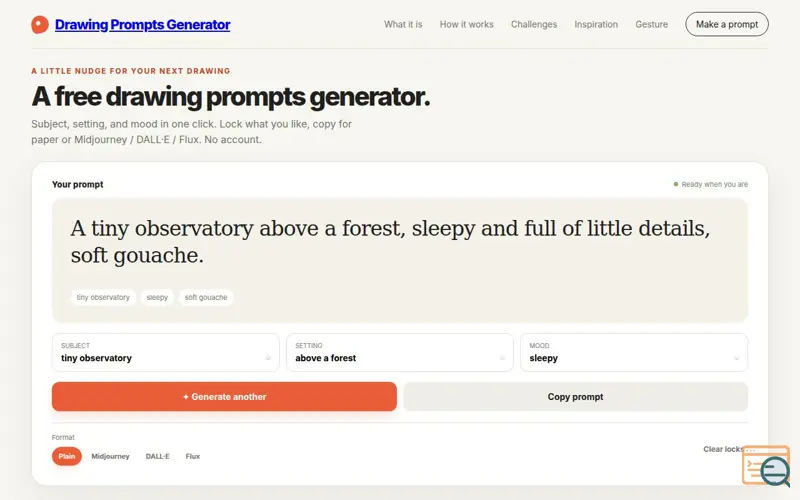 Screenshot of Drawing Prompts Generator — Free Random Drawing Ideas