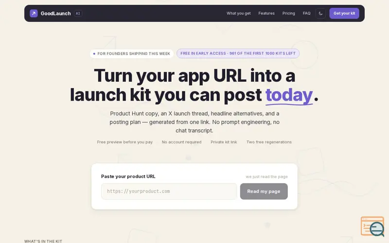 Screenshot of GoodLaunch