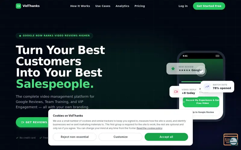 Screenshot of VidThanks