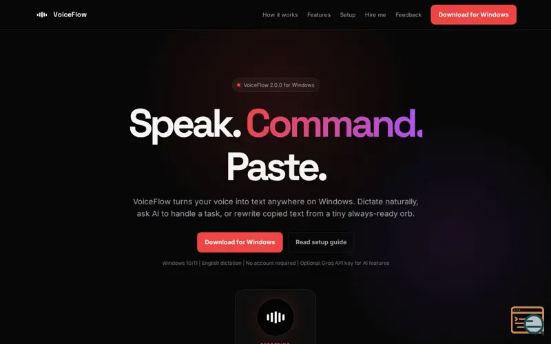 Screenshot of VoiceFlow
