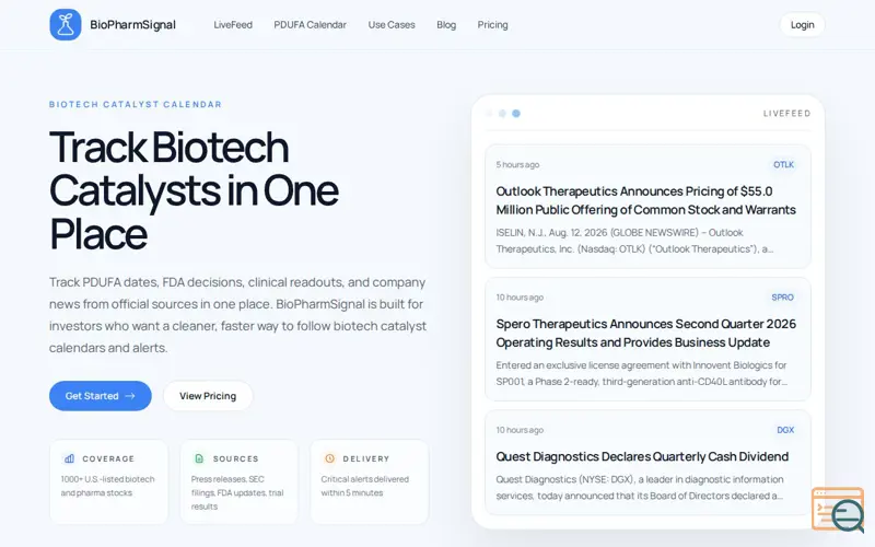 Screenshot of BioPharmSignal