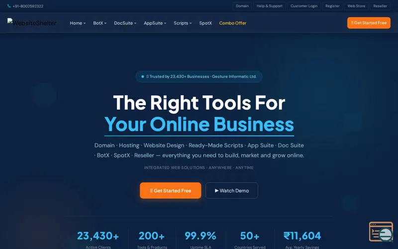 Screenshot of WebsiteShelter