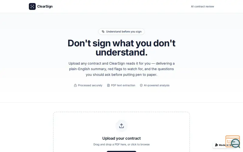 Screenshot of Clear sign 