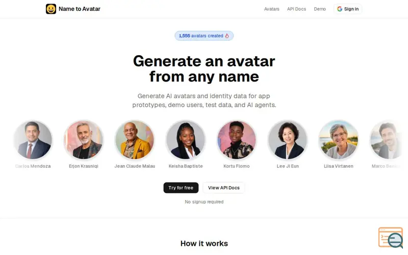Screenshot of Name to Avatar, a launch using Noon Launch