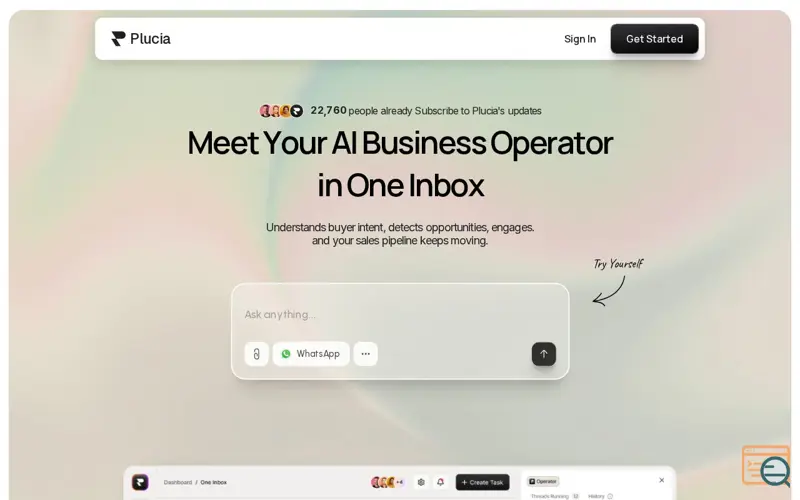 Screenshot of Plucia AI 