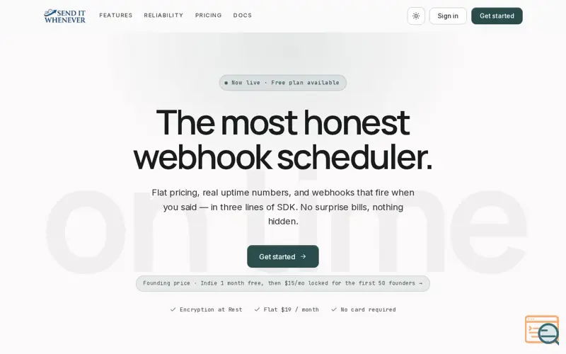 Screenshot of SendItWhenever