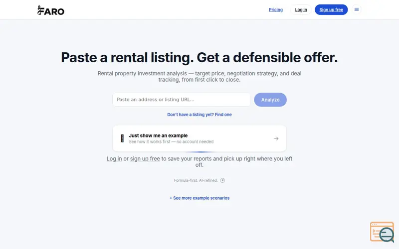 Screenshot of Faro Labs — Rental Property Investment Analysis Tool