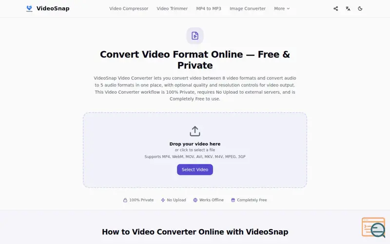 Screenshot of VideoSnap