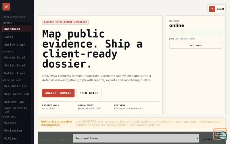 Screenshot of OSINTPRO