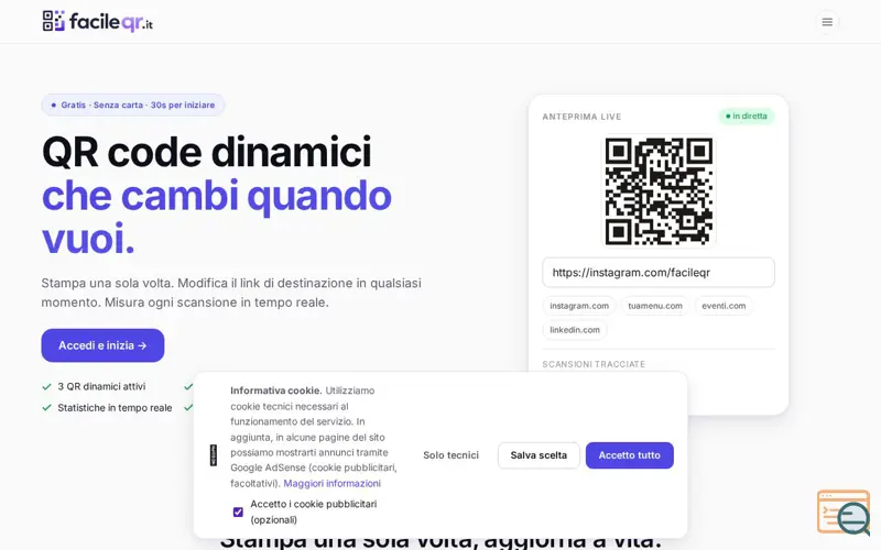 Screenshot of FacileQR