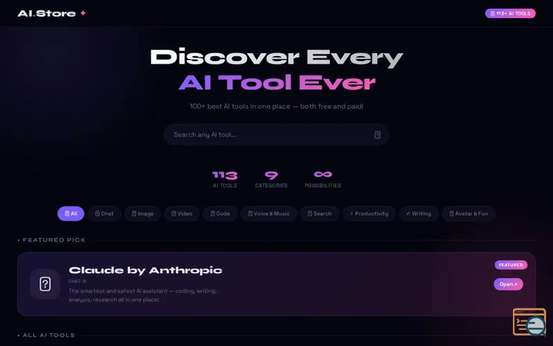 Screenshot of AI Universal Store