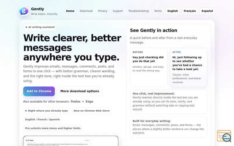 Screenshot of Gently