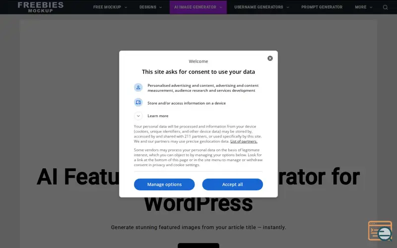 Screenshot of AI Featured Image Generator