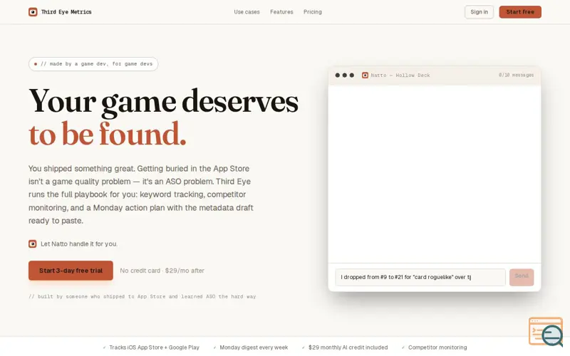 Screenshot of Third Eye Metrics