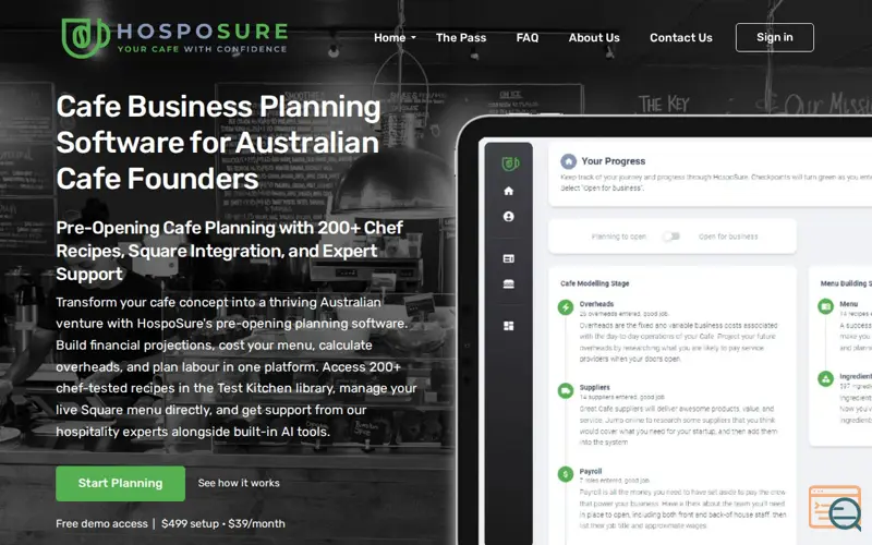 Screenshot of HospoSure
