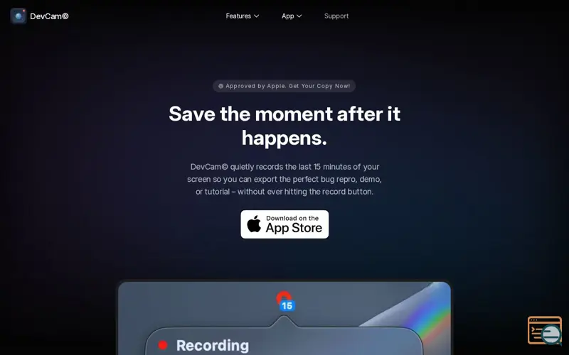 Screenshot of DevCam