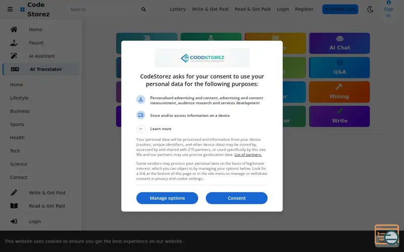 Screenshot of AI Language Lab, a launch using Solve Media