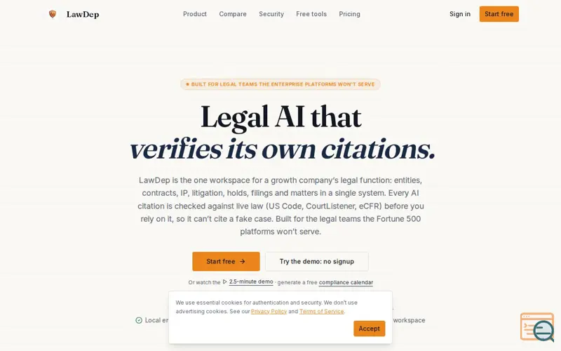 Screenshot of LawDep | The operating system for corporate legal
