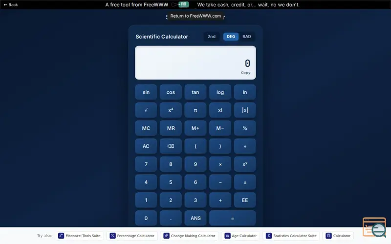 Screenshot of Scientific Calculator