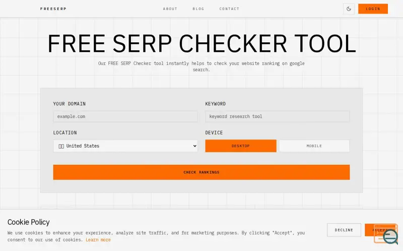 Screenshot of Free SERP Checker