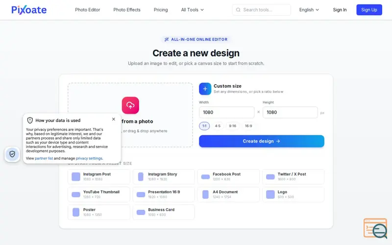Screenshot of Pixoate