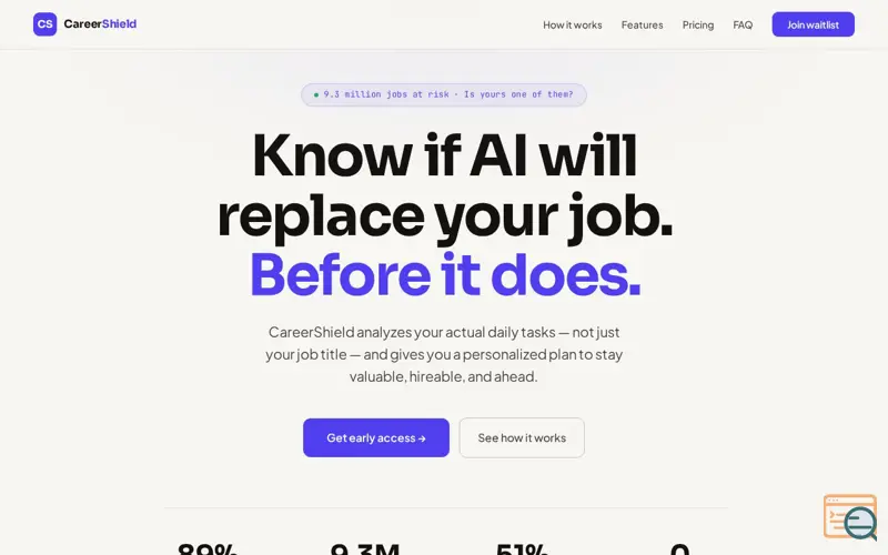 Screenshot of CareerShield — Know Your Risk.