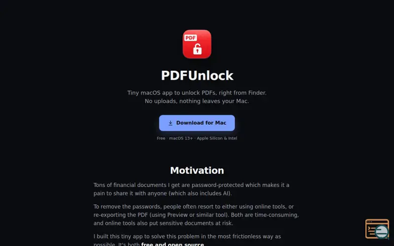Screenshot of PDFUnlock