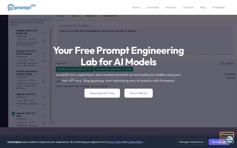 Screenshot of prompten, a launch using SiteGround