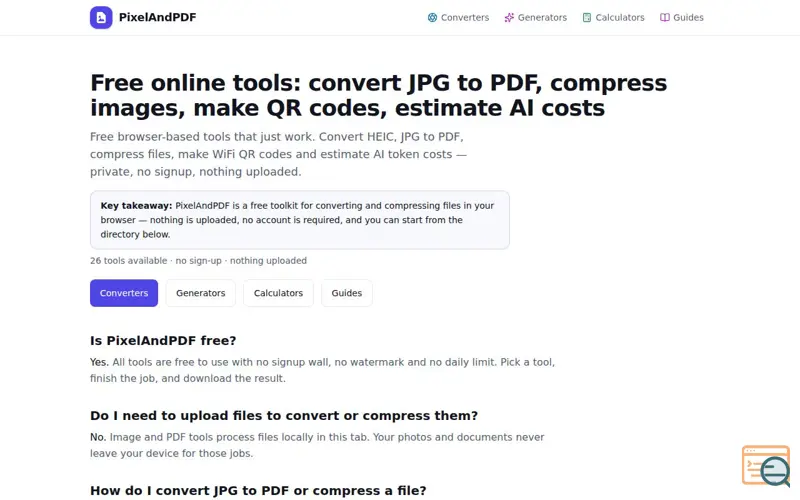 Screenshot of PixelAndPDF