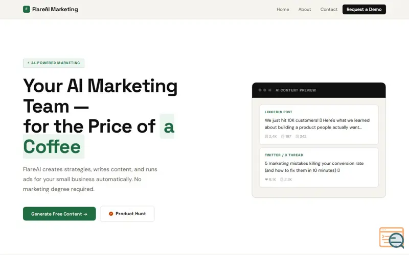 Screenshot of FlareAi Marketing