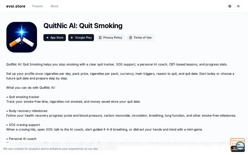 Screenshot of QuitNic AI