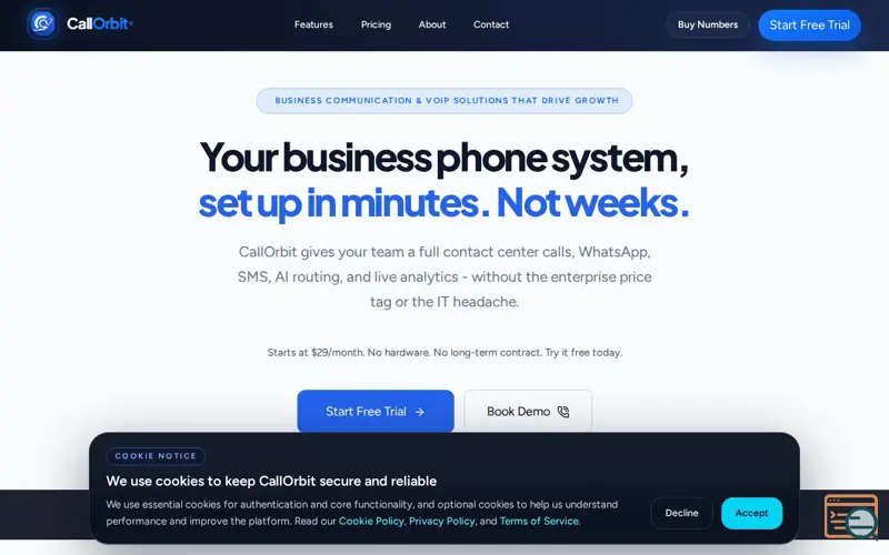 Screenshot of CallOrbit, a launch using Chatway