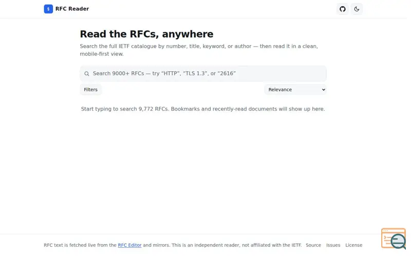 Screenshot of RFC Reader