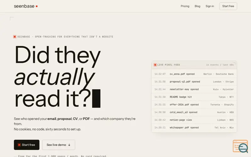 Screenshot of SeenBase