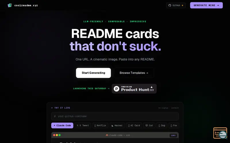 Screenshot of coolreadme.xyz