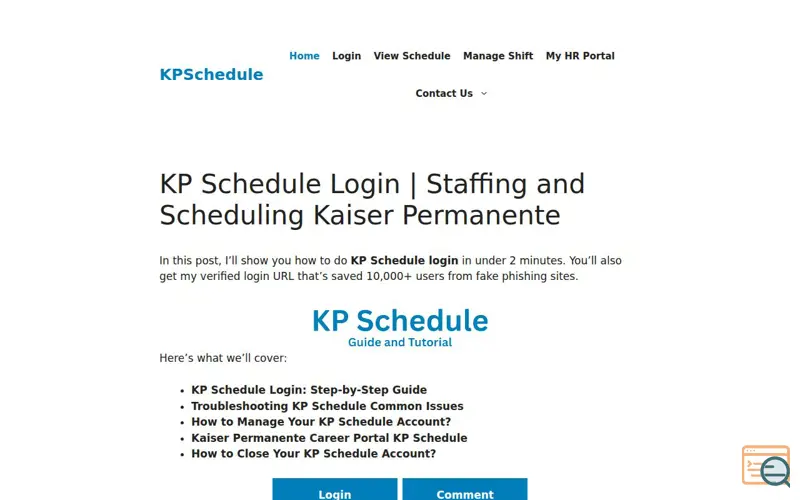 Screenshot of KPSchedule