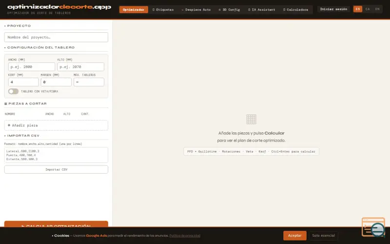 Screenshot of Free Cutting Optimizer