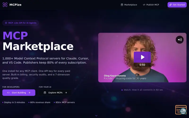 Screenshot of MCPize