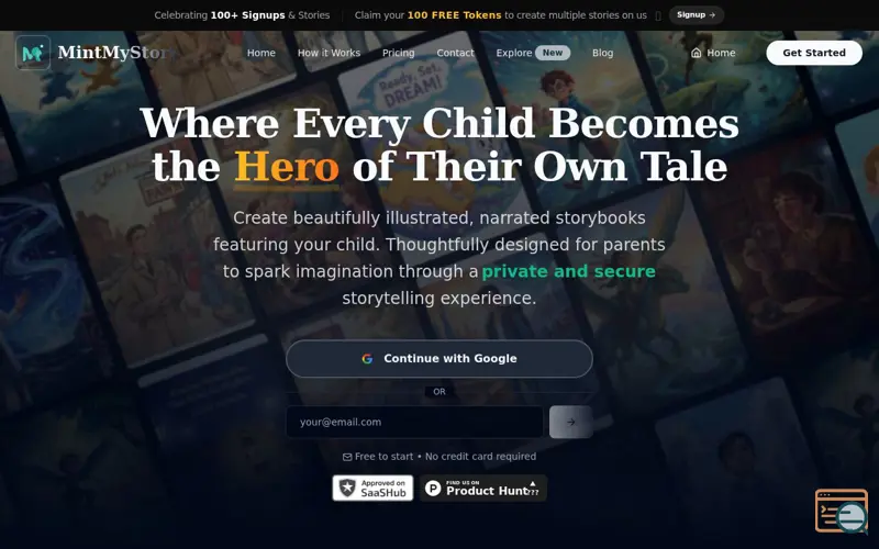 Screenshot of MintMyStory