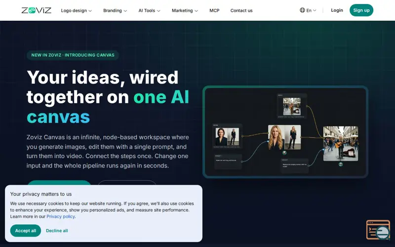 Screenshot of Zoviz Canvas, a launch using Pickr