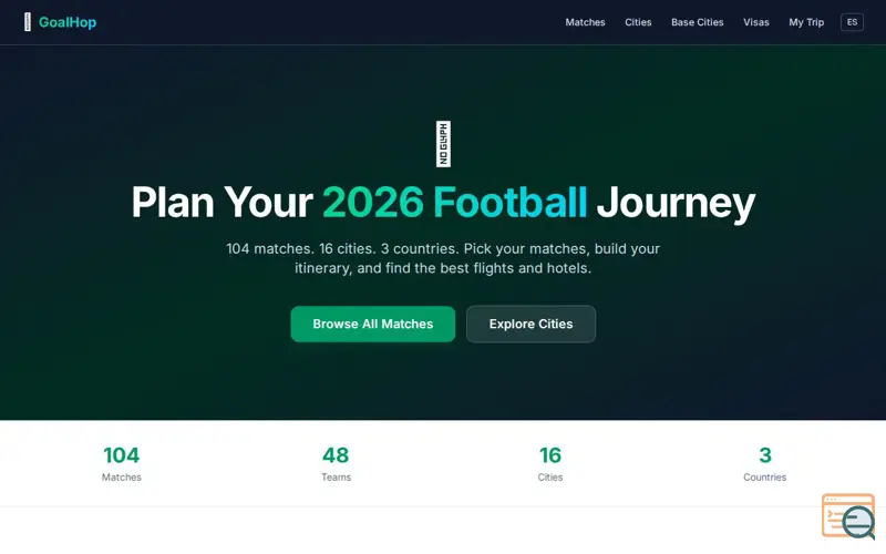 Screenshot of GoalHop, a launch using Emerald