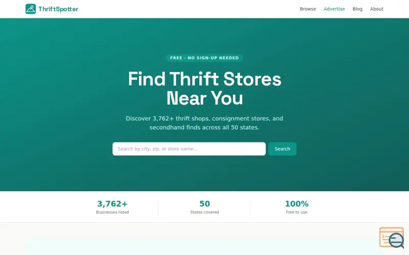 Screenshot of ThriftSpotter