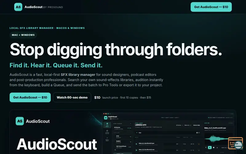 Screenshot of AudioScout by ProSound